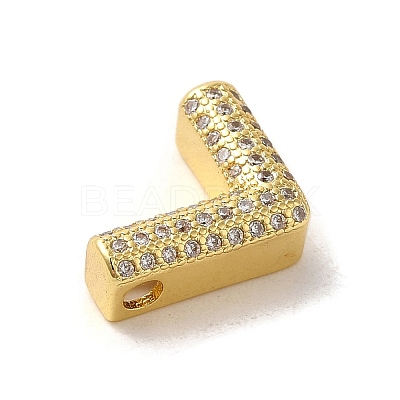 Brass Micro Pave Clear Cubic Zirconia Charms ZIRC-C009-01G-L-1