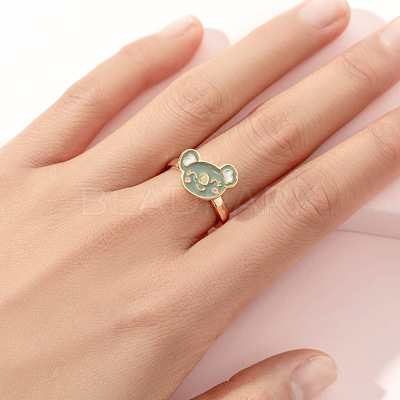 Alloy Enamel Rotatable Cuff Open Rings FS-WGEC271-04-1