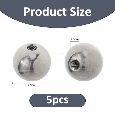 5Pcs 304 Stainless Steel Round Cord End Caps STAS-FH0002-40A-1