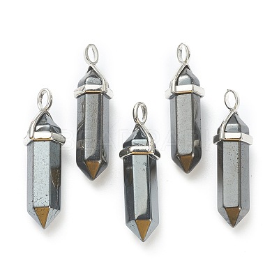 Synthetic Non-magnetic Hematite Pointed Pendants X-G-M378-01P-A16-1