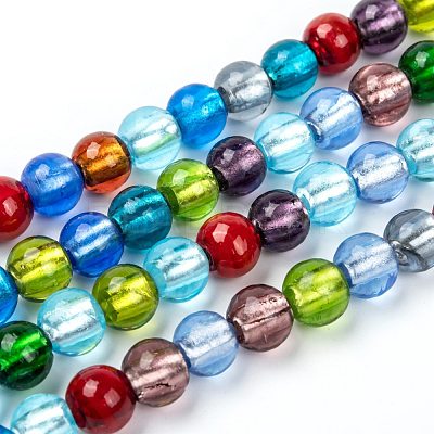 Handmade Silver Foil Glass Beads Strands X-SL02-1