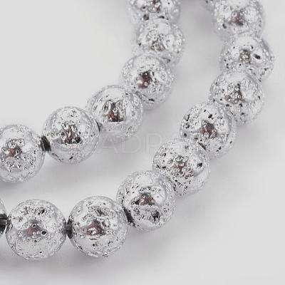 Electroplated Natural Lava Rock Bead Strands G-E511-01G-8mm-1