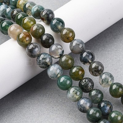 Natural Moss Agate Beads Strands G-F453-8mm-1