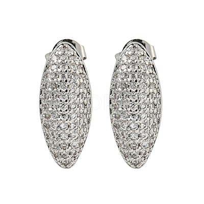 Oval Clear Cubic Zirconia Stud Earrings EJEW-N054-45P-1