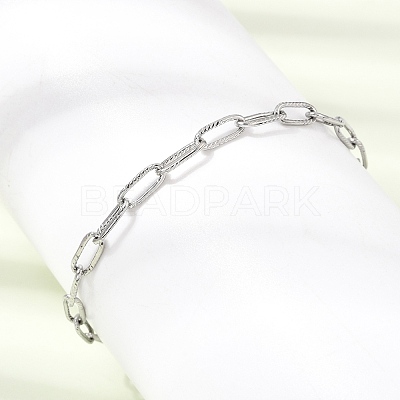 4MM 304 Stainless Steel Textured Paperclip Chain Bracelets for Man and Women SA-CBAB767-11P-1