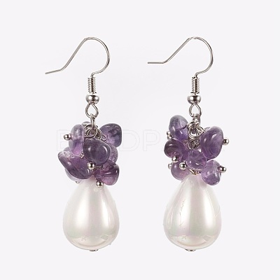 Natural Amethyst Dangle Earrings EJEW-JE02823-05-1