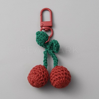 Cherry Wool Knitting Pendant Decorations HJEW-WH0068-12B-1