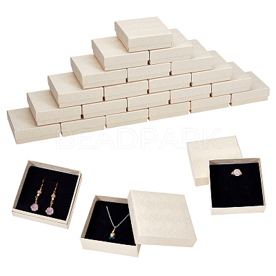 Cardboard Paper Earrings and Rings Storage Boxes CBOX-WH0015-001B-1