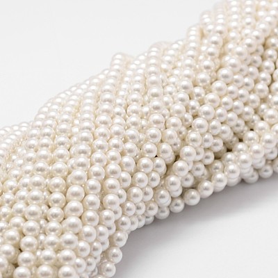 Shell Pearl Bead Strands X-BSHE-L025-01-4mm-1