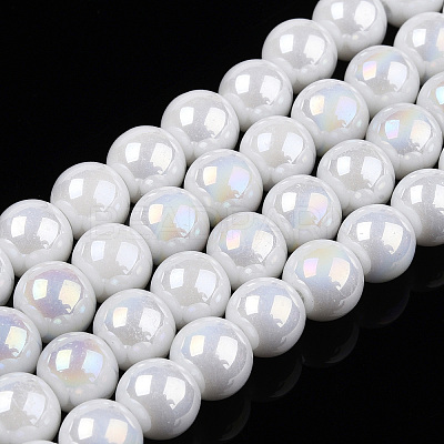 Electroplate Opaque Glass Beads Strands X-GLAA-T032-P6mm-AB02-1