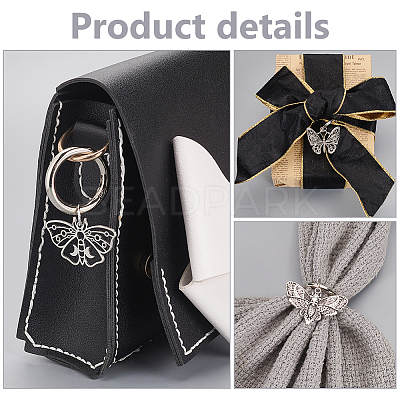 12Pcs 6 Styles Butterfly Tibetan Style Alloy Shoe Charms HJEW-AB00728-1