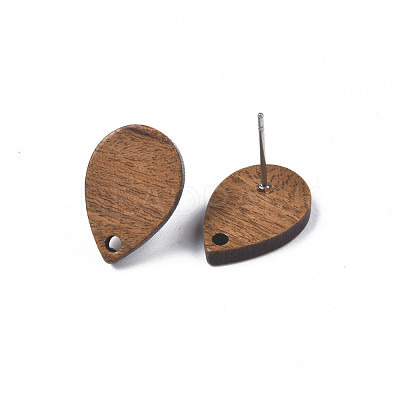 Walnut Wood Stud Earring Findings X-MAK-N033-007-1