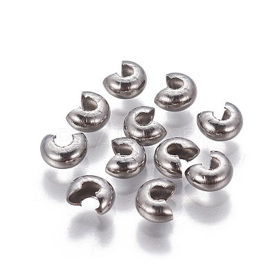 Tarnish Resistant 304 Stainless Steel Crimp Beads Covers X-STAS-P239-34P-01-1