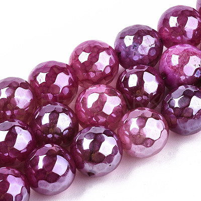 Electroplate Natural Agate Beads Strands G-T131-55-09-1