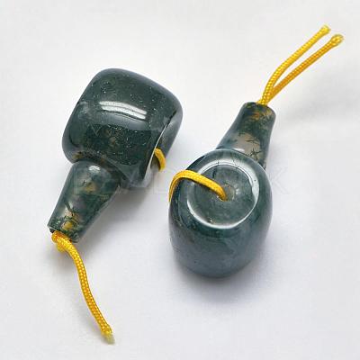 Natural Moss Agate 3 Hole Guru Beads G-K208-02-A-26-1