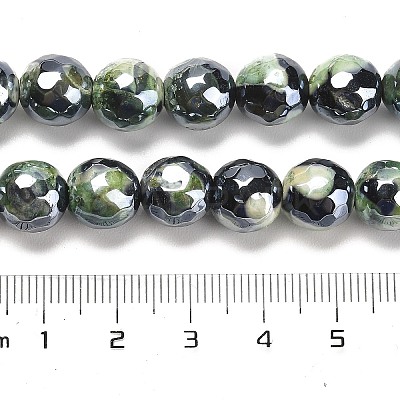 Electroplated Natural Fire Crackle Agate Round Beads Strands G-G0006-A02-04-1