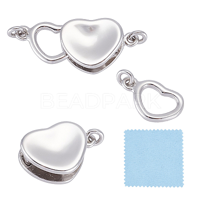 1Pc Sterling Silver Haart Box Clasps STER-GO0001-70B-1