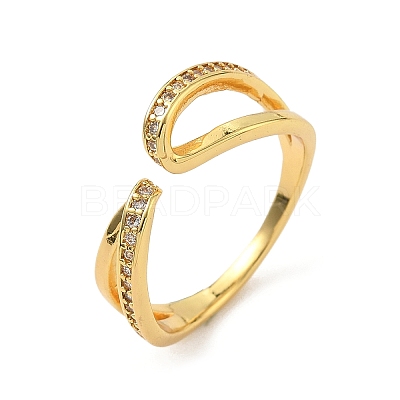 Brass Micro Pave Cubic Zirconia Cuff Rings RJEW-H258-17G-1