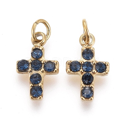 316 Surgical Stainless Steel Tiny Cross Charms STAS-F256-023B-G-1