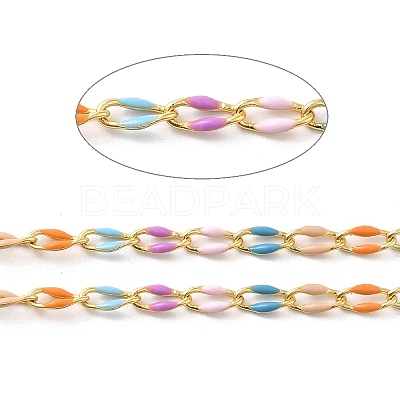 Brass Enamel Curb Chains CHC-C003-13G-12-1