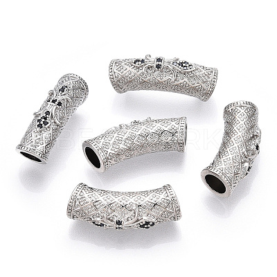 Rack Plating Brass Micro Pave Cubic Zirconia European Beads ZIRC-S052-002P-1