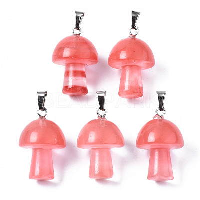 Cherry Quartz Glass Pendants G-N0325-10F-1