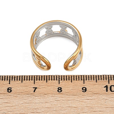 304 Stainless Steel Double Color Cuff Rings RJEW-S635-01GP-12-1