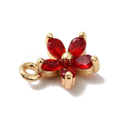 Brass Cubic Zirconia Flower Charms KK-O141-01G-07-1