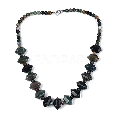Natural Indian Agate Round & Cone Beaded Necklaces NJEW-N064-03F-1