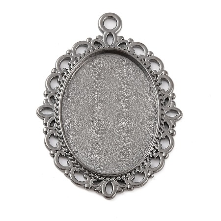 Tibetan Style Oval Alloy Pendant Cabochon Settings TIBEP-Q054-44B-RS-1