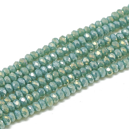 Electroplate Opaque Solid Color Glass Beads Strands X-EGLA-Q112-B13-1