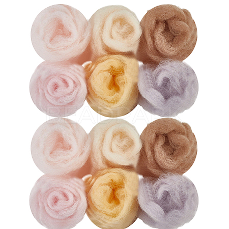 18Pcs 6 Colors DIY Wool Roving DIY-SP0005-70A-1