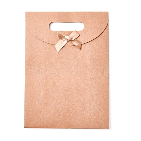 Kraft Paper Gift Bags with Ribbon Bowknot Design CARB-WH0009-05C-1