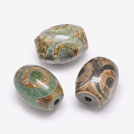 Tibetan Style 3-Eye dZi Beads X-TDZI-G009-B42-1