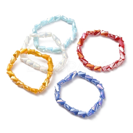 Glass Twist Rectangle Beaded Stretch Bracelet BJEW-JB09552-1