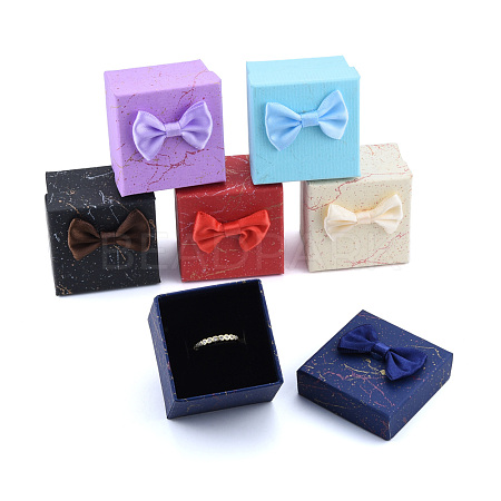 Ribbon Bow Cardboard Rings Jewelry Gift Boxes CBOX-N013-023-1