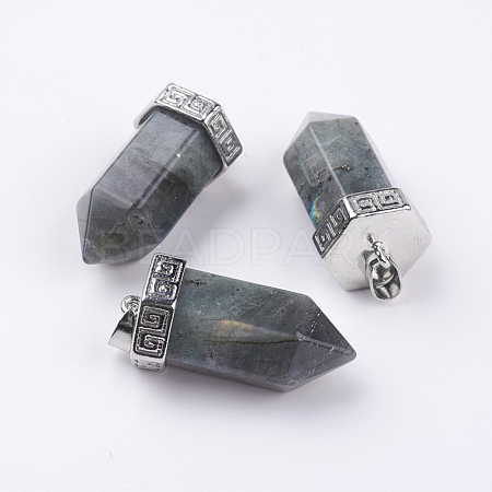 Natural Labradorite Pointed Pendants X-G-E442-03N-1