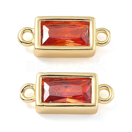 Brass Pave Glass Rectangle Connector Charms KK-H002-06G-02-1