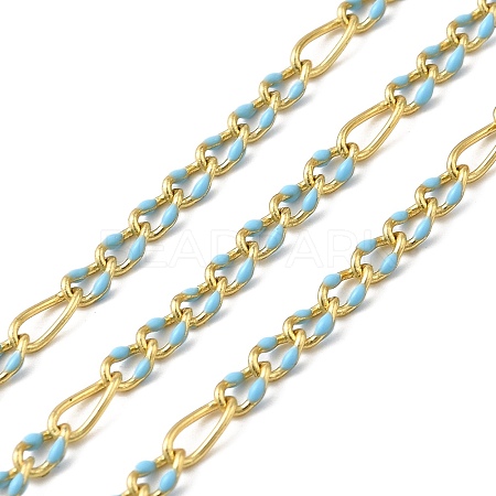 Handmade Brass Enamel Oval Link Chains CHC-L053-08G-08-1
