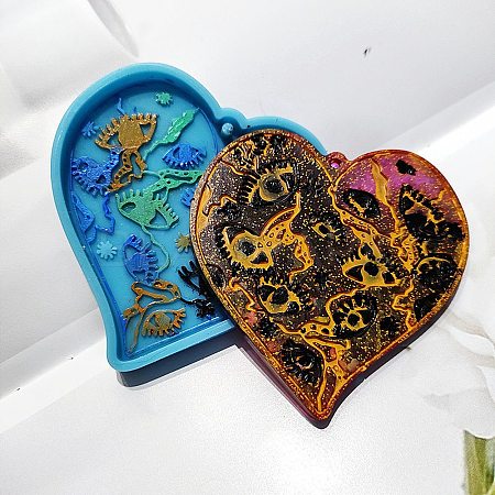 DIY Realistic Style Heart Pendant Silicone Molds DIY-G083-03-1