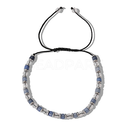 Natural Blue Spot Jasper Beads Braided Bead Bracelets for Men FW9359-1-1