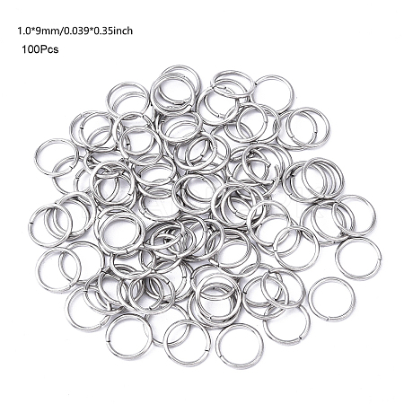 100Pcs 304 Stainless Steel Open Jump Rings STAS-YW0004-1.0x9-P-1