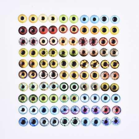 Flat Back Glass Cabochons GGLA-R023-8mm-01-1