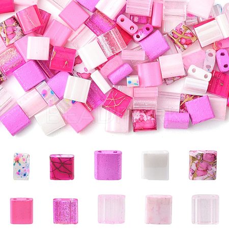 100Pcs 10 Styles 2-Hole Drawbench Glass Seed Beads SEED-FS0001-46-1