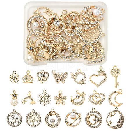 20Pcs 20 Style Alloy Crystal Rhinestone Pendants FIND-YW0003-36-1