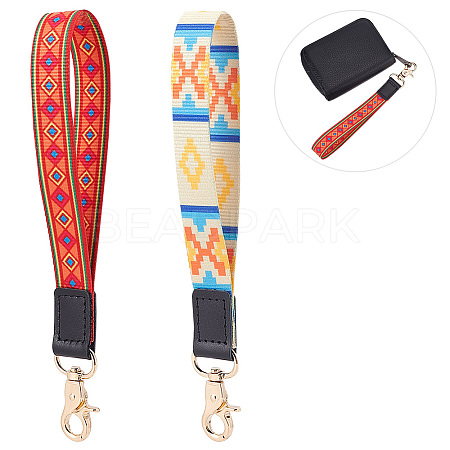GOMAKERER 2Pcs 2 Colors Nylon Hand Wrist Lanyard for Phone Decoration Key Chain FIND-GO0001-01A-1