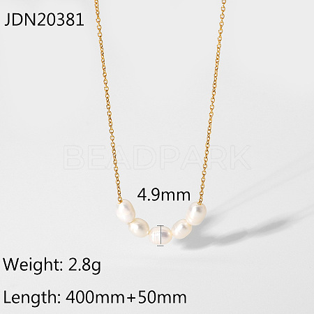18K Gold Plated Stainless Steel Lock Collar Necklace with Natural Freshwater Pearl ST6721823-1