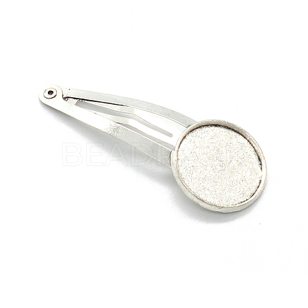 Alloy Snap Hair Clip with Blank Round Trays PW-WG38295-11-1