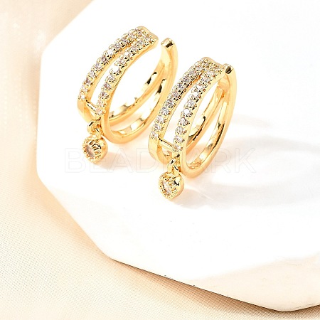Brass Micro Pave Clear Cubic Zirconia Cuff Earrings EJEW-F370-11G-1