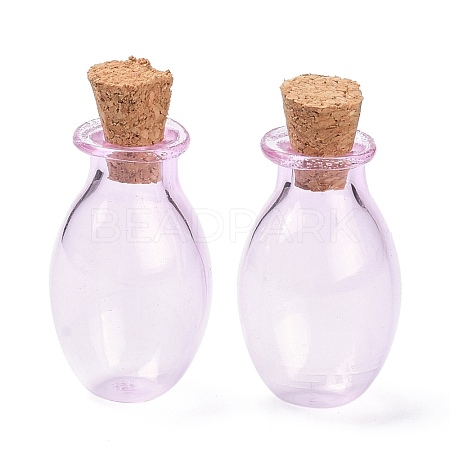 Oval Glass Cork Bottles Ornament AJEW-O032-03C-1